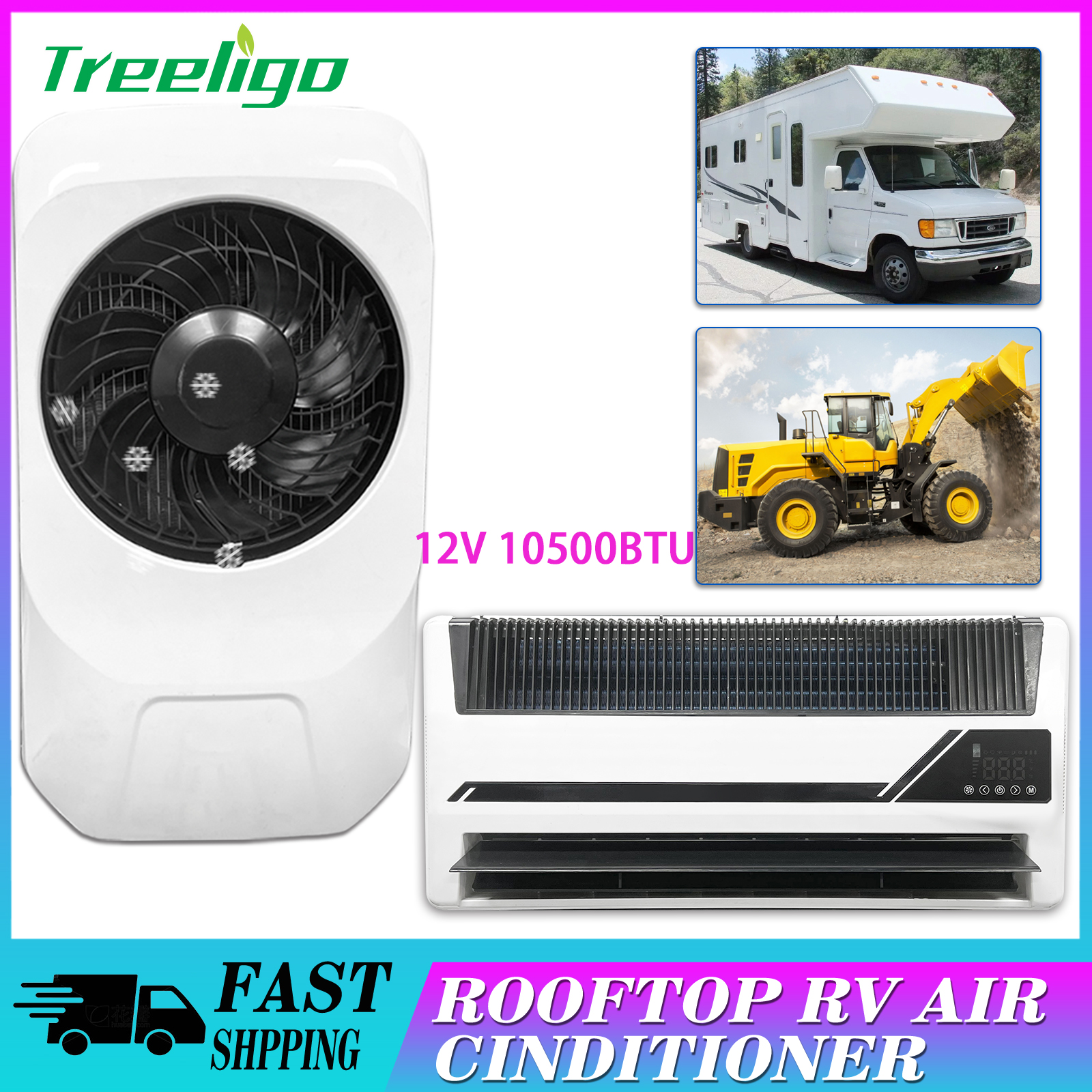 Treeligo 12V 10500BTU Elektryczna Klimatyzacja Przepływowa do Kampera Samochodu Łodzi, System Chłodzenia DC, Niskie Zużycie Energii, Szybkie Chłodzenie