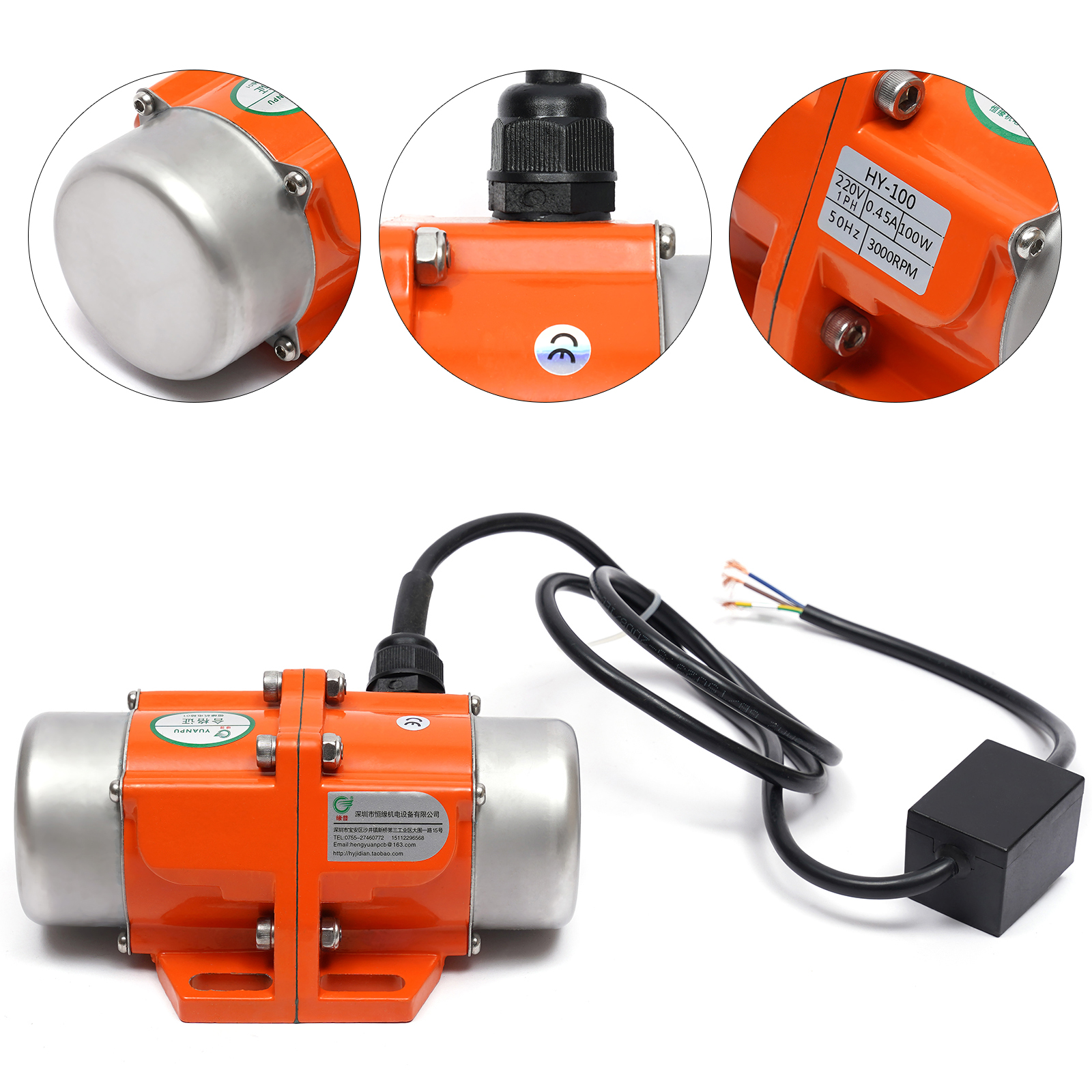 Motor de vibração 220V Motor vibratório elétrico 30W Vibrador de concreto assíncrono vibratório 3000Rpm