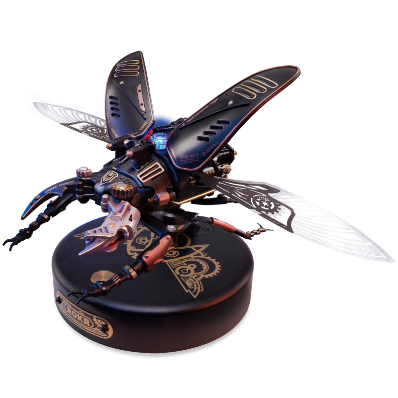 Robotime Rokr The Storm Beetle DIY seri Puzzle 3D organisme mekanik dapat digerakkan mainan lucu desain Steampunk untuk anak-anak