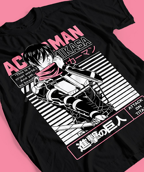 T-shirt de l'Animé Attaque des Titans Mikasa Ackerman Batalla, Final