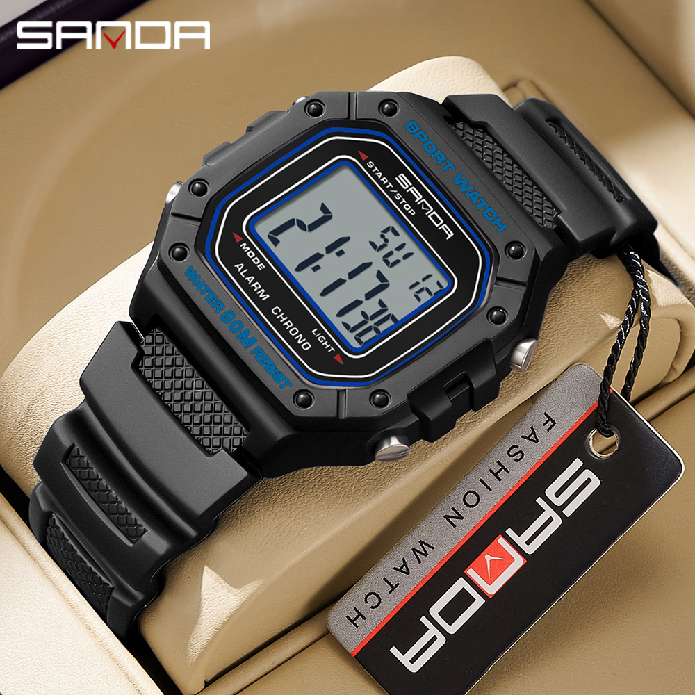 SANDA 2156 Mode Herrenuhr Militär Wasserdicht Sportuhren Armee Großes Zifferblatt Led Digital Armbanduhren Stoppuhren Für Männer
