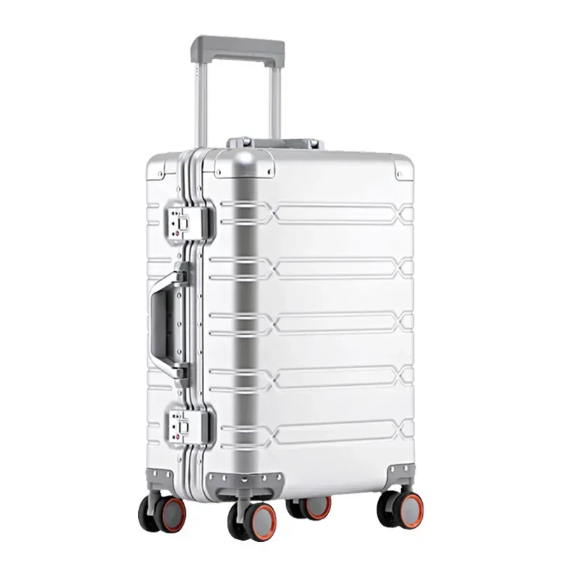 Maleta de viaje de aleación de aluminio y magnesio, equipaje con ruedas, maleta de cabina, equipaje rodante de negocios para hombres con ruedas