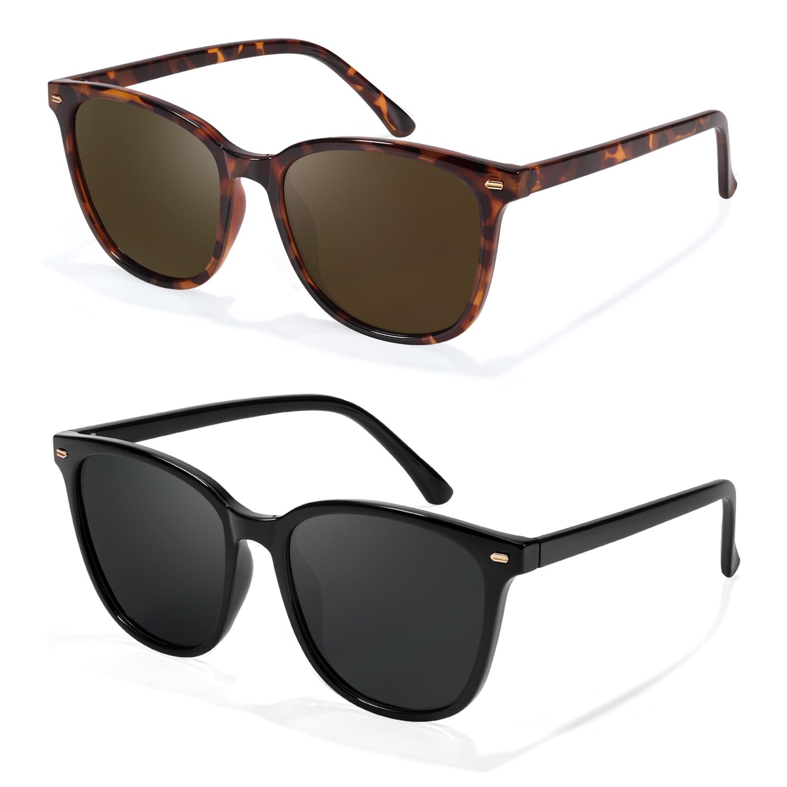 2 gafas de sol polarizadas para mujer, gafas de sol clásicas y modernas con protección UV400, gafas de sol para mujer