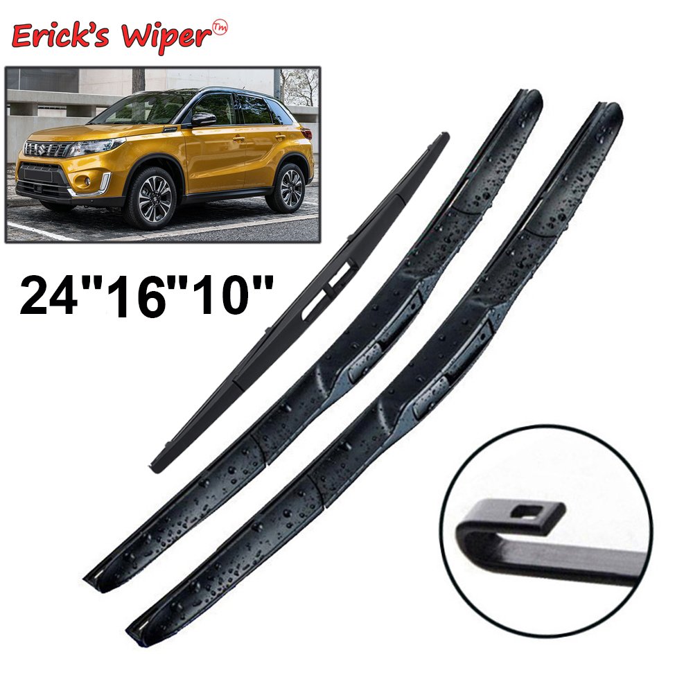 Erick'sใบปัดน้ําฝนด้านหน้าและด้านหลังใบปัดน้ําฝนสําหรับSuzuki Vitara MK4 2015 - 2023 กระจกกระจกหน้าต่างแปรง 24 "+ 16" + 10"