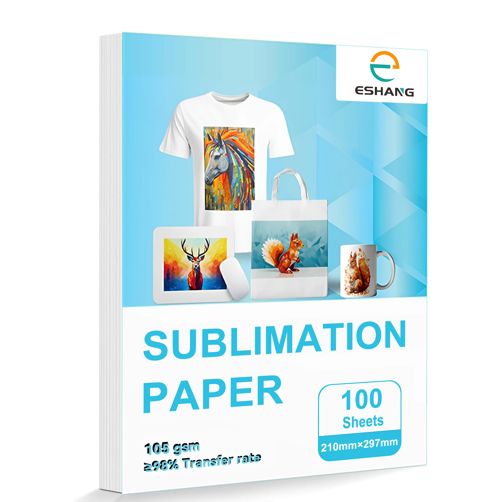 100 Hojas de Papel de Sublimación A4, Papel de Transferencia de Calor para Impresoras de Inyección de Tinta - Ideal para Diversos Recubrimientos, Proyectos de Bricolaje, Camisetas