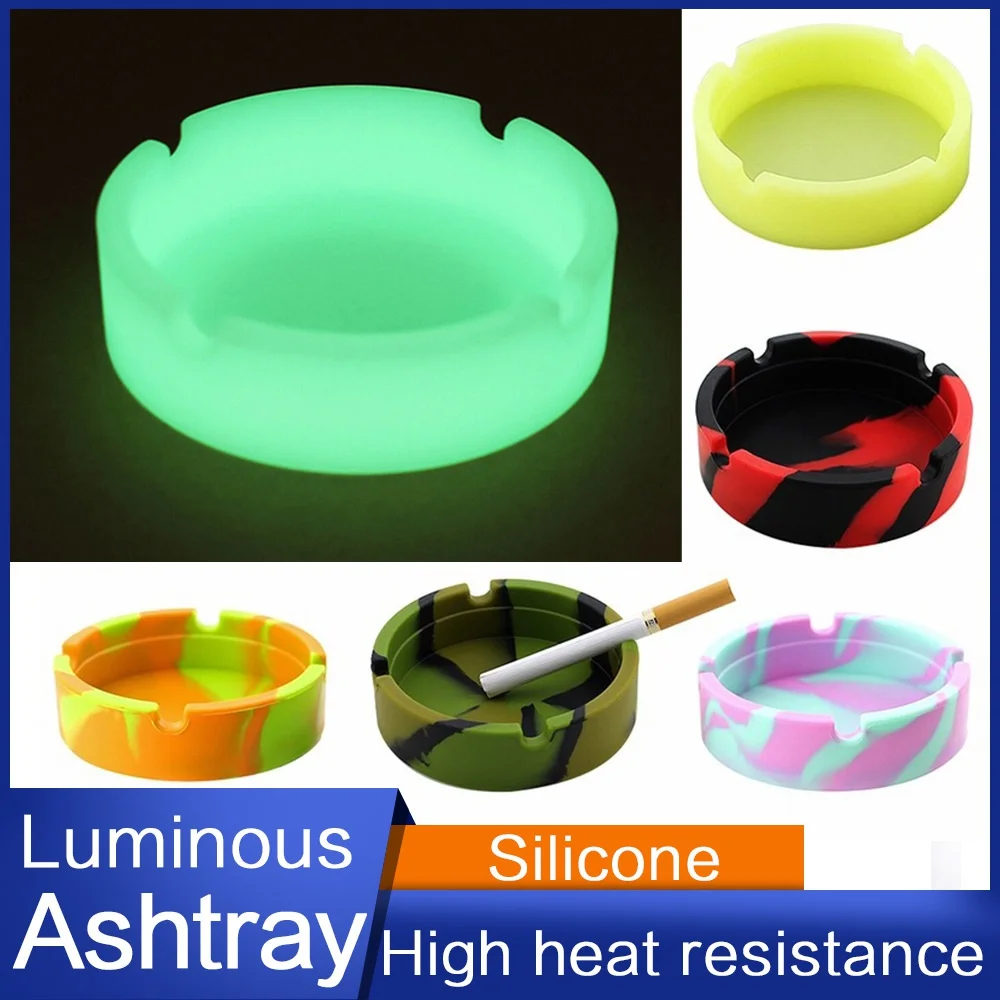 Leuchtender/bunter Silikon-Gel-Aschenbecher, leichter runder Aschenbecher, fluoreszierender Rauch, praktischer Zigarettenetui, Drop, kreative Aschenbecher