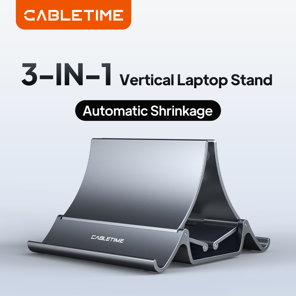 CABLETIME Pionowy Stojak na Laptopa Biurkowy Uchwyt Grawitacyjny Podpórka do Notebooka Stojak na Tablet iPad do Surface HP Dell MacBook Pro Air