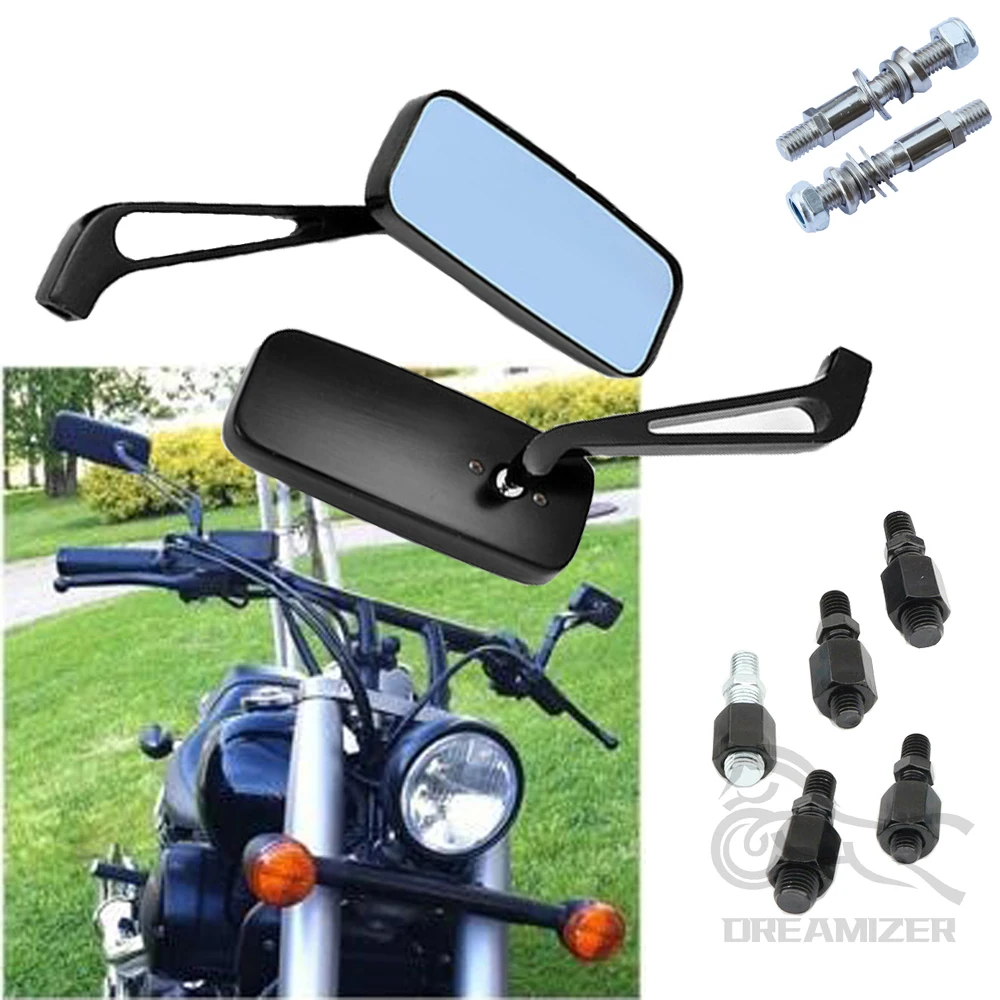 Bobber sayap cermin samping kustom persegi panjang untuk Harley Davidson Sportster 883 1200 XL1200N XL1200C v-rod FO