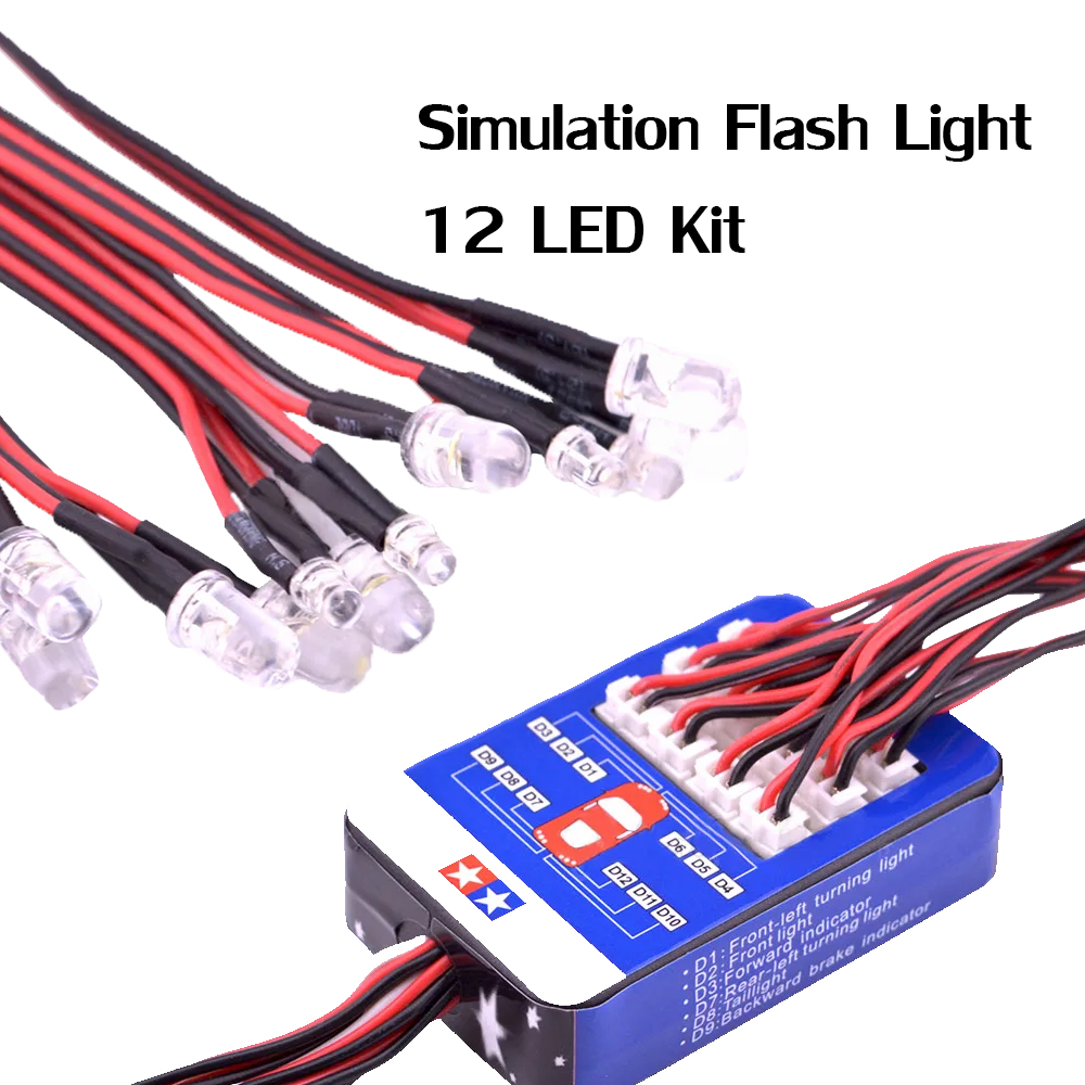Kit de Luces Intermitentes Simuladas RC de 12 LED, Luces Intermitentes Dobles Controlables para Autos RC 1/10 Tamiya HSP HPI RC4WD Traxxas