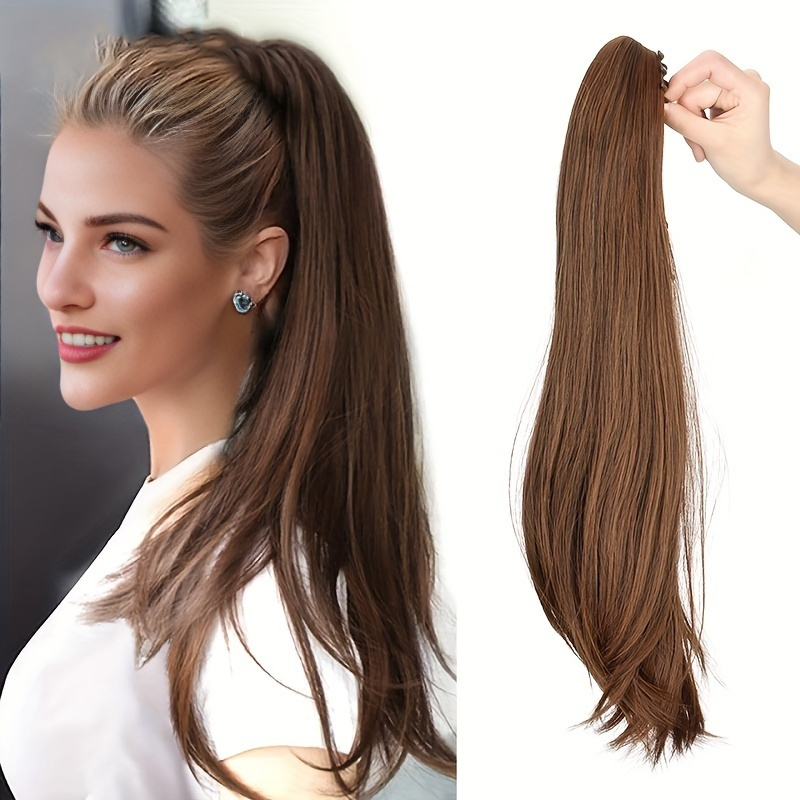 Wigsin 16 Polegada/20 Polegada peruca sintética feminino ligeiramente curvado rabo de cavalo extensão do cabelo garra clipe em rabo de cavalo hairpice para mulher