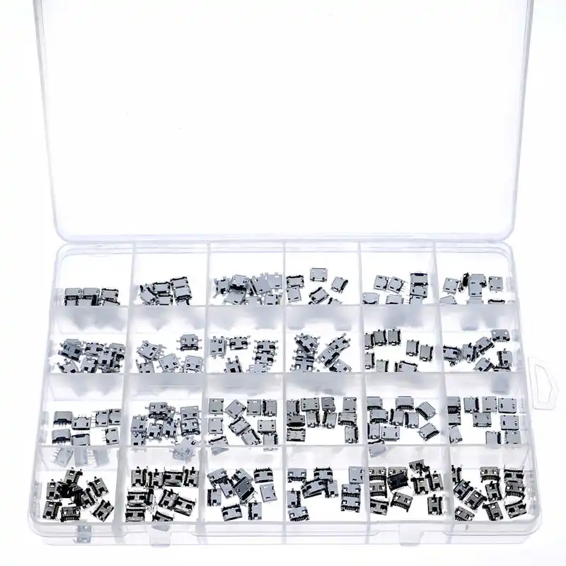 240 Uds 24 modelos conector Micro USB conector MP3/4/5 teléfono móvil y banco de energía móvil Kit surtido juego de enchufes SMD DIP