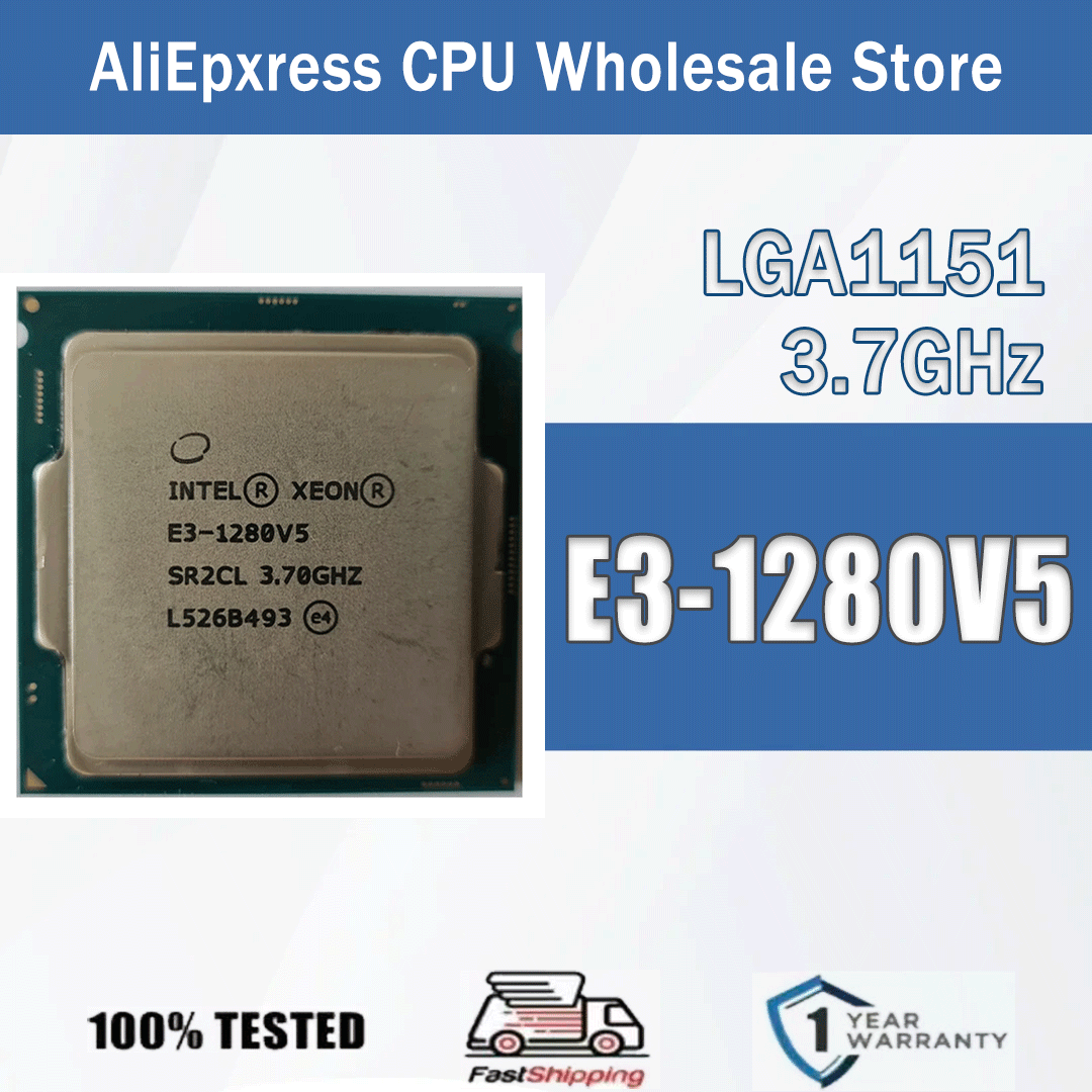 Intel Xeon E3-1280V5 3,7 ГГц 4 ядра 8 потоков 8M 80W 14NM E3 1280 V5 Компьютерный процессор Сервер E3 1280V5 Упаковка LGA 1151