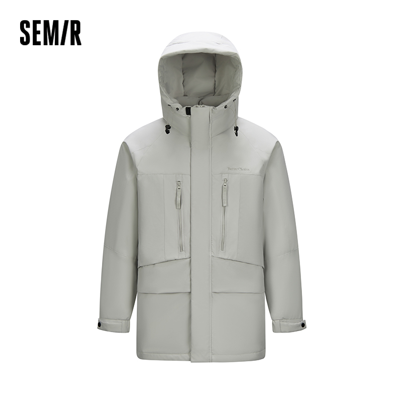 Semir пуховик средней длины, мужское пальто с цветными блоками и капюшоном в спортивном стиле, новинка 2025 года, зимний модный вид