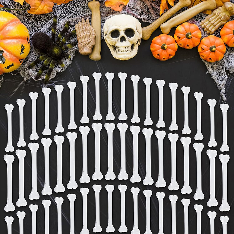 12 Uds. De huesos de plástico blanco, disfraz de esqueleto de Halloween, huesos para vestido de Halloween, adornos para fiesta, accesorios de decoración