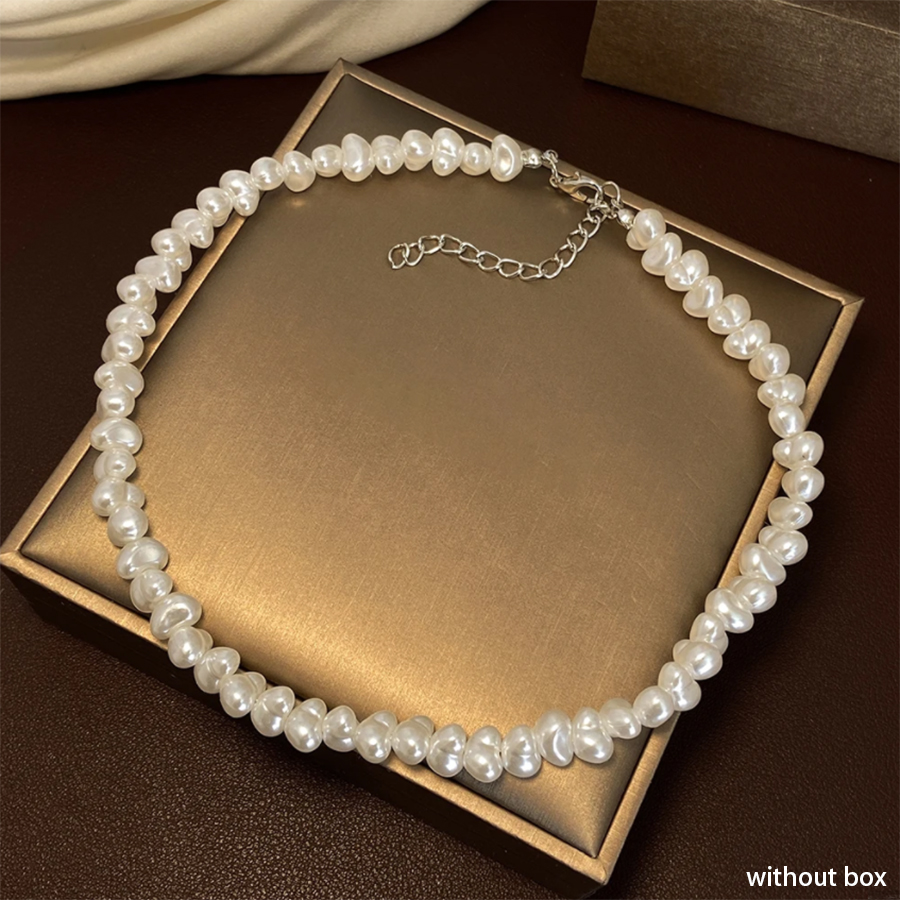 Perhiasan Baru Trendi Tidak Teratur Imitasi Kalung Mutiara Temperamen Sederhana Buatan Tangan Untai Manik Kalung untuk Pria Hadiah Perhiasan