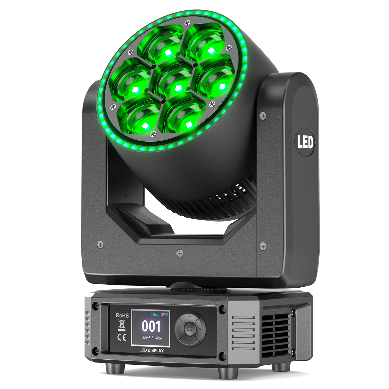 Datewink 300W Lampu Sorot Bergerak dengan Strip Lampu RGBW LED Fokus Lampu Panggung Mata Lebah DMX untuk DJ Disko Pesta Pernikahan