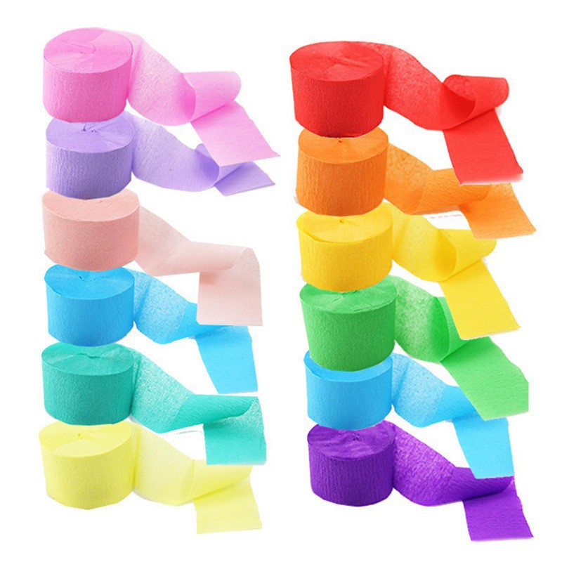 1 rolka 4,5 cm * 25 metrów Papier krepowy Streamers Tissue Paper Roll Flower Craft Making Birthday Wedding Party Backdrop DIY Decoration
