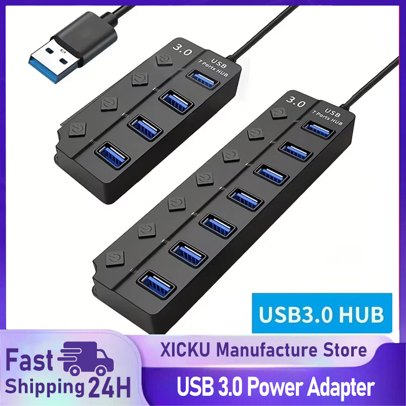 4/7-portowy koncentrator USB 3.0 ze wskaźnikiem LED Niezależne sterowanie przełącznikiem do pamięci flash laptopa Dysk twardy Drukarka Klawiatura aparatu