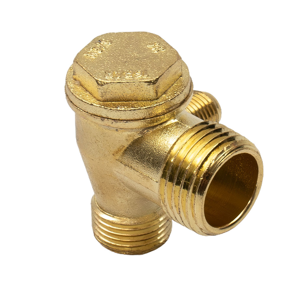 Herramienta de conector de válvula de retención de rosca macho de aleación de Zinc de 3 puertos para compresor de aire, tanque de presión de aire, bomba de pistón, 1 ud.
