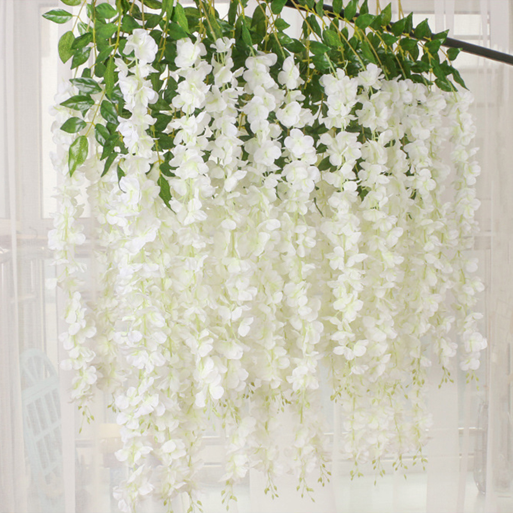 12 Uds. De flores artificiales de glicina, guirnalda colgante para exteriores, boda, jardín, decoración de arco, decoración de fiesta en casa, flor falsa