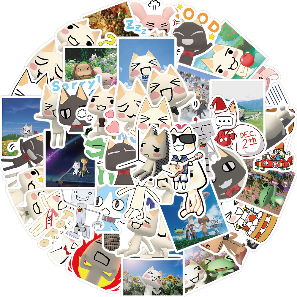 50 pçs dos desenhos animados toro inoue gato adesivos bonito decalques diy bicicleta viagem bagagem guitarra portátil à prova dwaterproof água graffiti adesivo crianças brinquedo