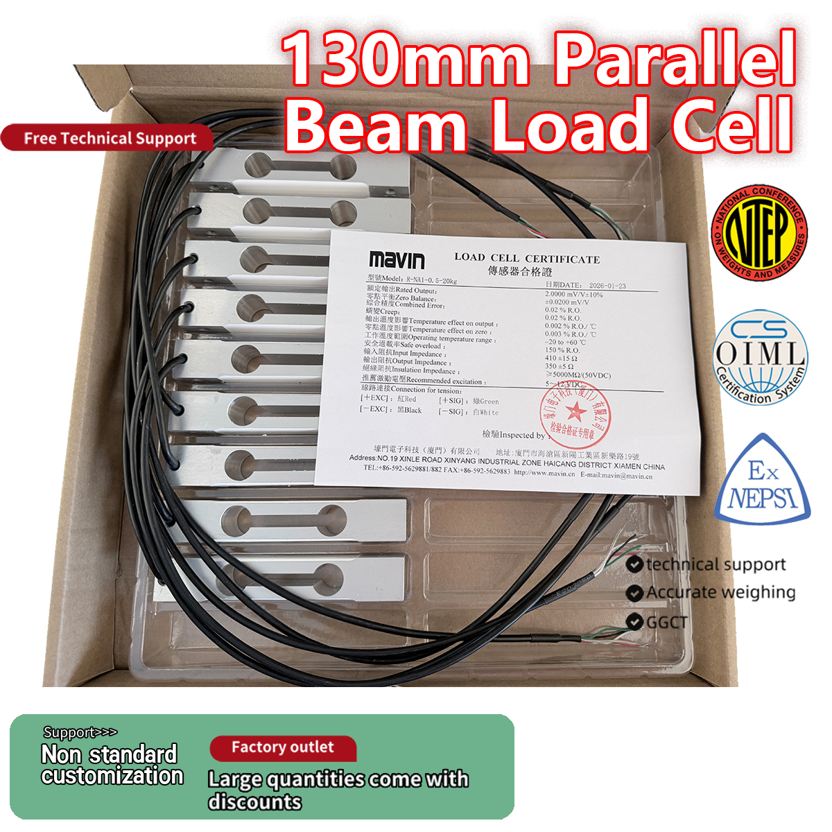 Hoogprecisie enkelpunts lastcel 3kg 10kg 20kg 50kg 100kg aluminiumlegering gewichtsensor voor platformweegschaal OIML C3