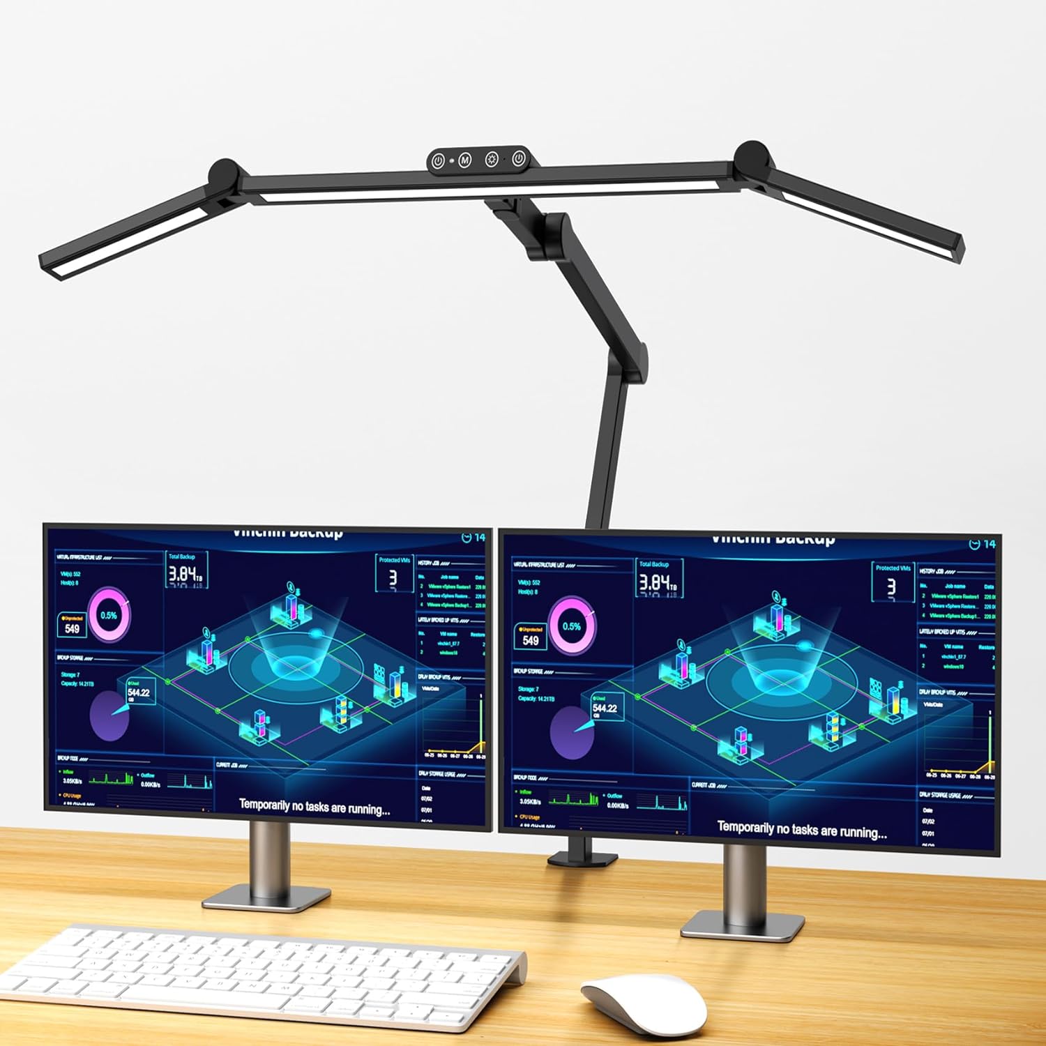 LED-Schreibtischlampe mit Klemme, 24 W, ultrahelle Architekt-LED-Tischlampe für das Heimbüro mit Atmosphärenbeleuchtung, automatische Dimmung
