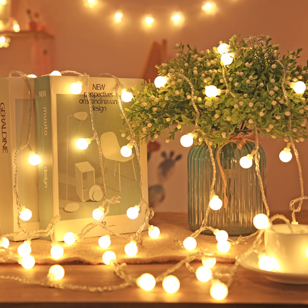 Guirnalda de luces LED con forma de bola, USB/caja de batería, cadena de bolas para exteriores, guirnalda de luces para fiesta, hogar, boda, jardín, decoración navideña