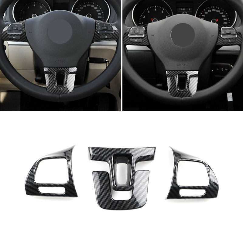 4 pz Auto In Fibra di Carbonio Texture Volante Pannello di Copertura Decor Trim Per VW Caddy Jetta 2012-2014 Sharan Touran Golf MK6 Tiguan