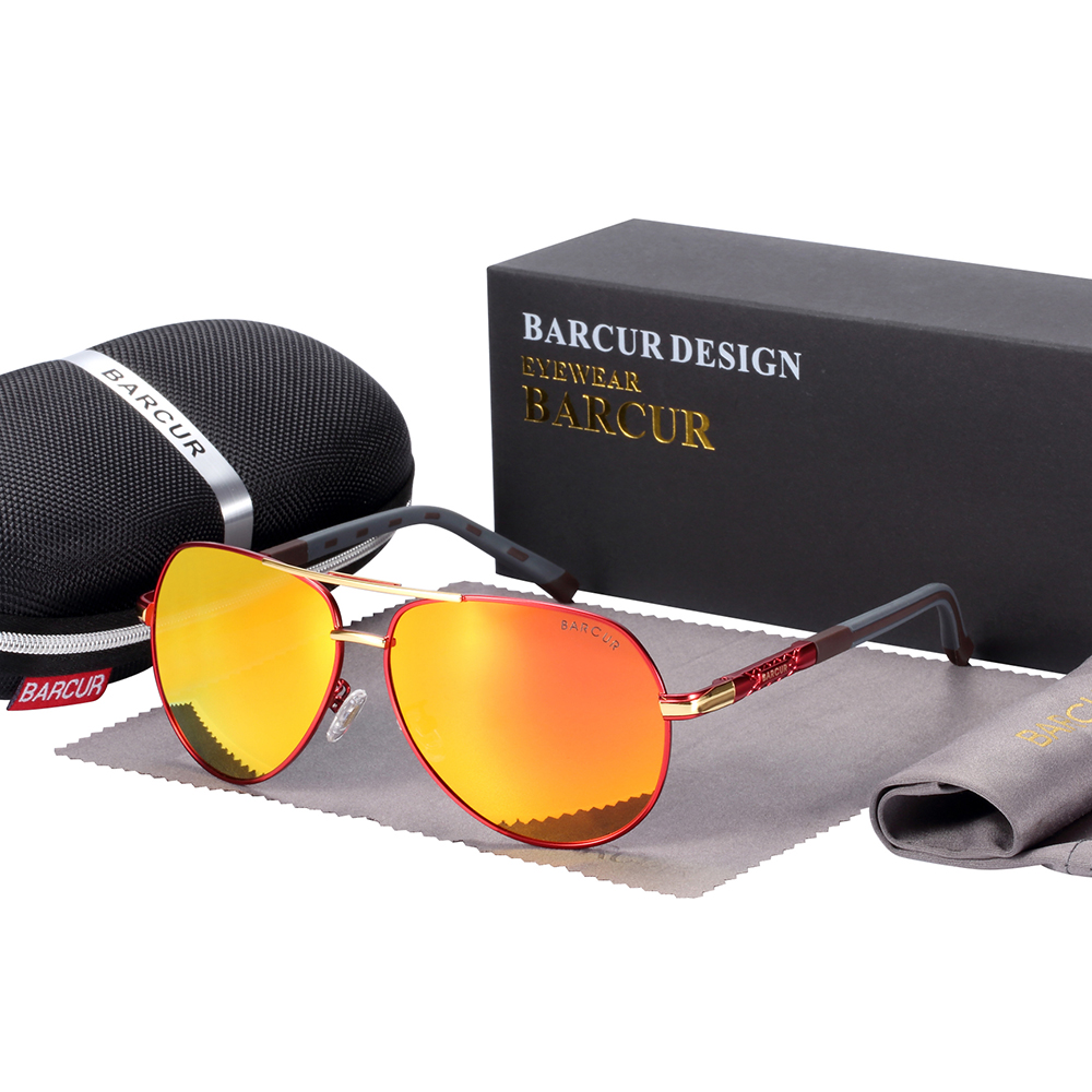 BARCUR-gafas de sol de piloto Retro para hombre y mujer, lentes de sol de espejo clásico, a la moda, UV400, accesorios de conducción