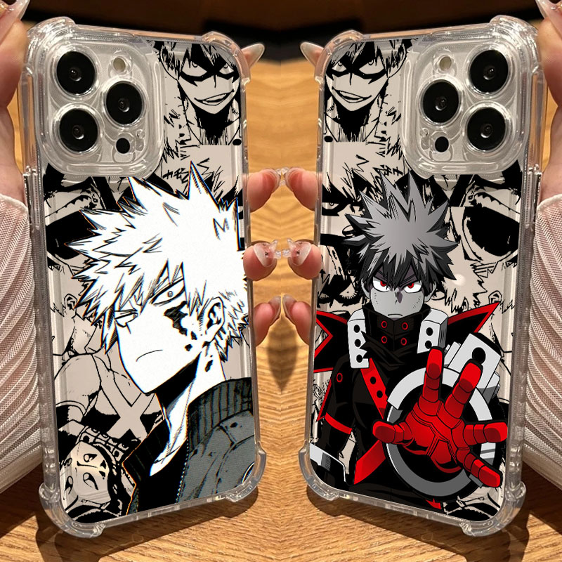 Katsukis My Heros Bakugos Academias-coque de téléphone transparente pour iPhone 17 16 14 15 11 12 13 Pro Max 16E Plus 17Air couverture en Silicone souple
