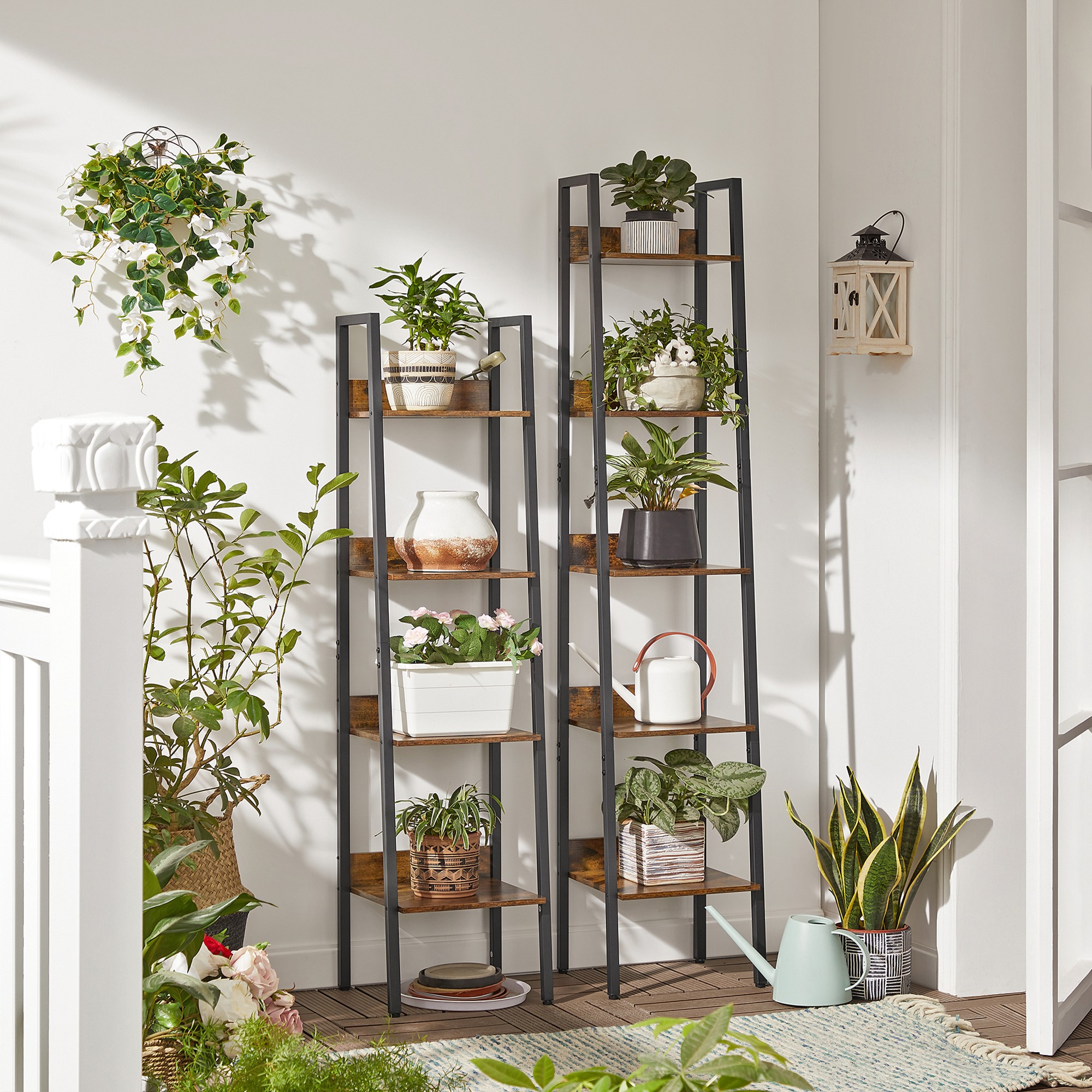 VASAGLE 5 ripiani scaletta libreria portaoggetti ufficio soggiorno camera da letto cucina rustico marrone e nero