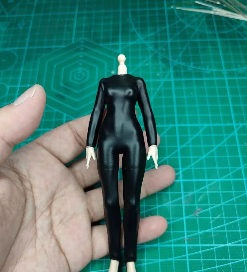 จั๊มสูทรัดรูปขนาด1/12สีดำสำหรับ6''gynoid