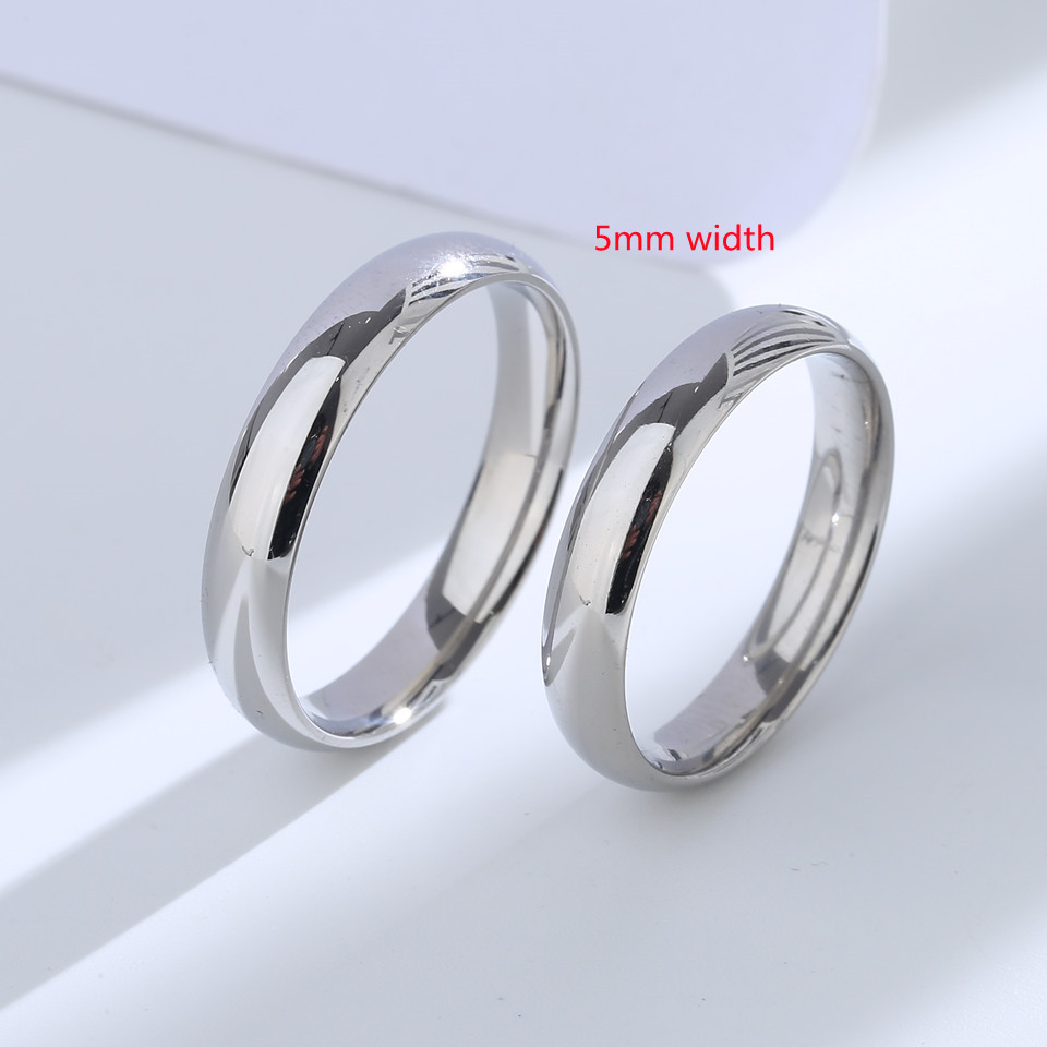 Buyee-Conjunto de anillos de Plata de Ley 925 para parejas, anillo Simple de pulido ligero para mujer y hombre, joyería fina de boda clásica, círculo