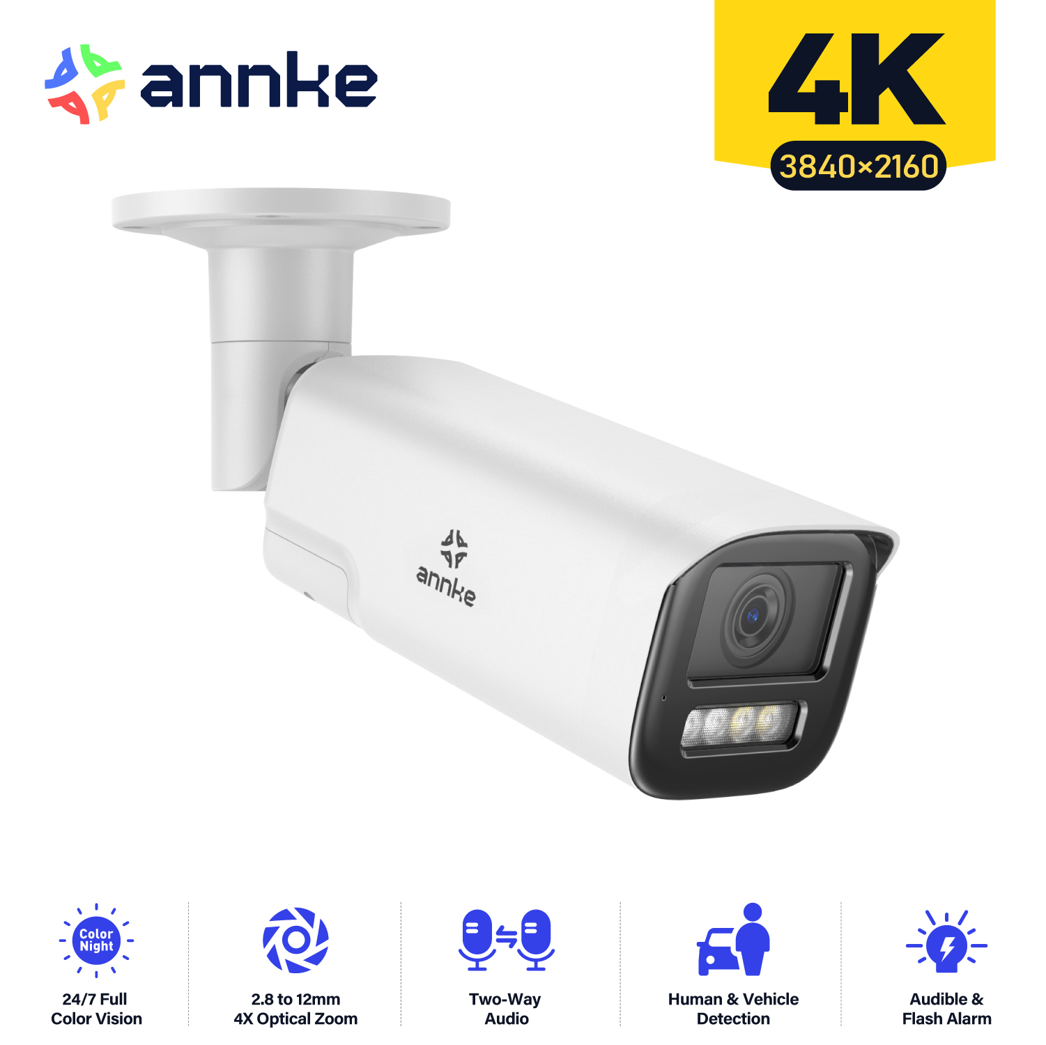 ANNKE 4K 4-krotny ZOOM inteligentny podwójne światło o zmiennej ogniskowej kamera sieciowa kamera IP z wykrywaniem ludzkiego pojazdu IP 8MP inteligentna kamera domowa