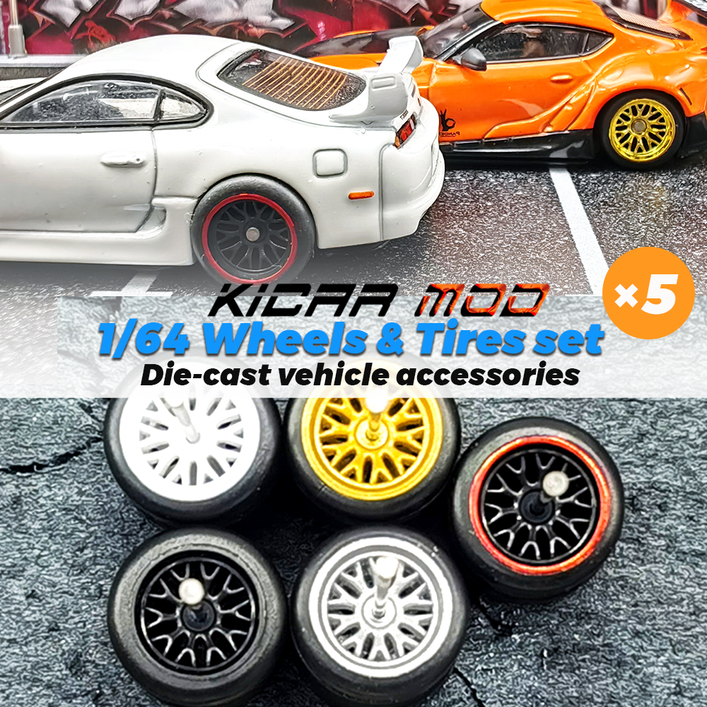 KicarMod 1/64 колеса, шины, игрушечные детали, гальванический цвет от CE28 TE37 Advan для Hot Wheels, модифицированные детали для хобби, 5 компл./упак.
