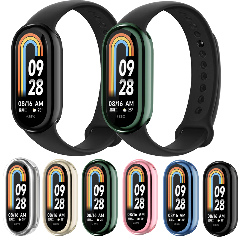 フルカバーケース Mi Band 8 スクリーンプロテクター 3D フィルム Xiaomi Miband 8 NFC 耐衝撃フレームケースカバー保護
