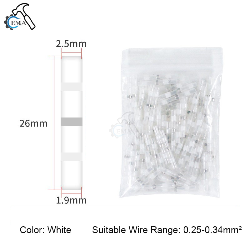 100/200PCS Heat Shrink Connectors Sleeve Tube Terminals Electrical Butt Splice Wire Connector Splice Solder Insulated Cable