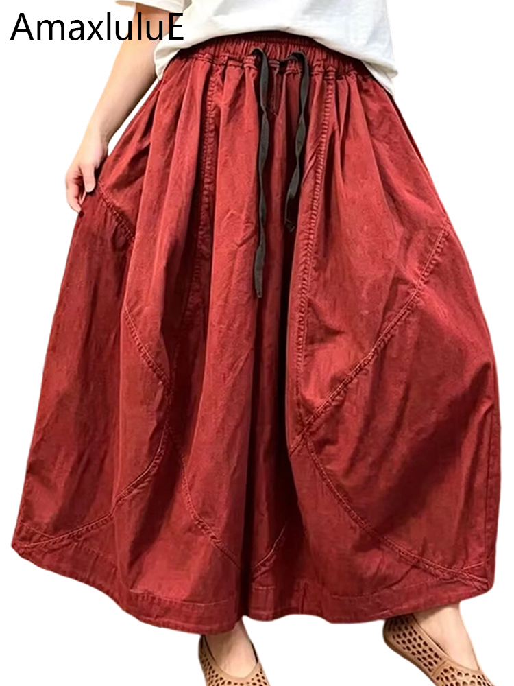 Amax LuluE 2026 Letnie Koreańskie Eleganckie Ubrania Damskie Modne Casualowe Szerokie Spodnie z Szerokimi Nogawkami Luźne Damskie Bawełniane Spodnie w Stylu Vintage