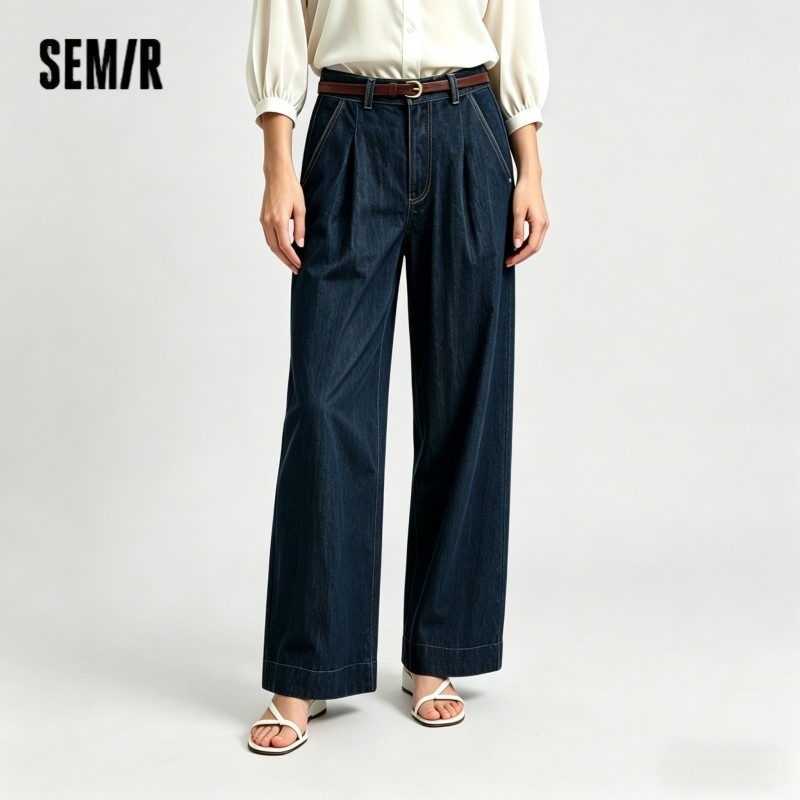 Semir Women Jeans Cotton 2026 Elastic Waist Loose Fit Wide Leg Urban Casual Everyday Style Soft Comfortable Daily Wear