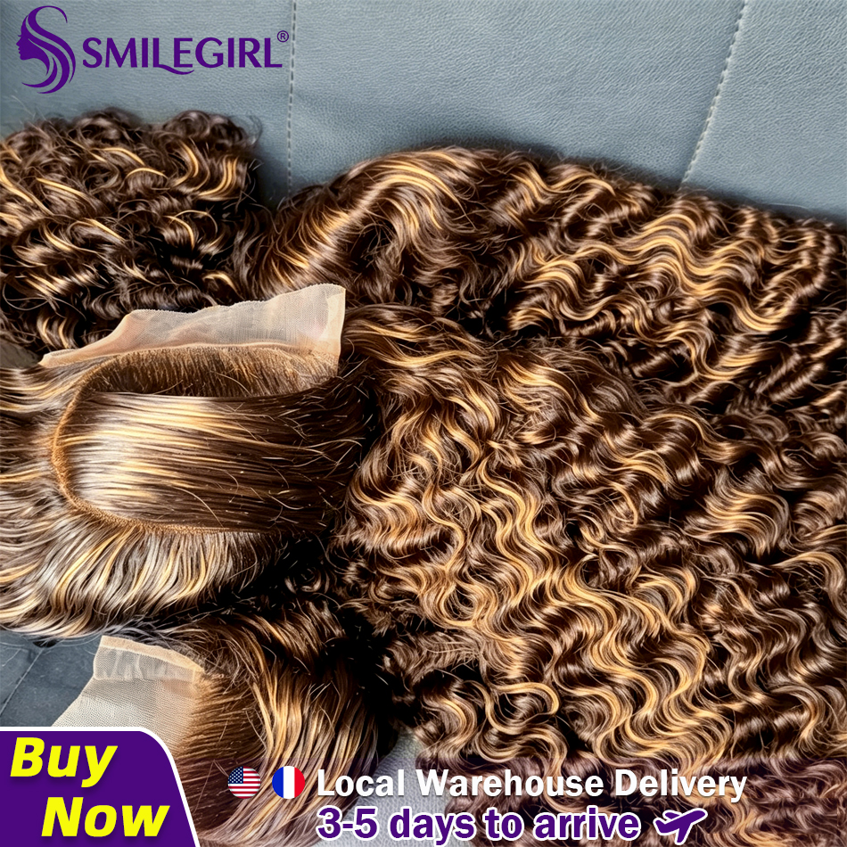 Peruka z naturalnych włosów Deep Wave, ombre w odcieniach miodowego blondu, z przednią koronką HD, kręcona, falowana, o gęstości 220%, wstępnie wyskubana, z włókna odpornego na ciepło, peruka typu lace front dla modnych kobiet, idealna na imprezy, wakacje