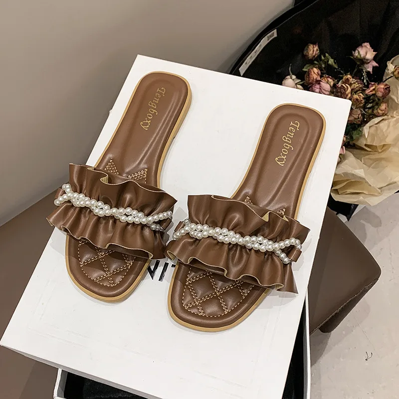 Zapatillas planas de lujo para mujer, Chanclas de playa para exteriores, Zapatos de diseño de marca de tendencia, novedad de verano, 2024