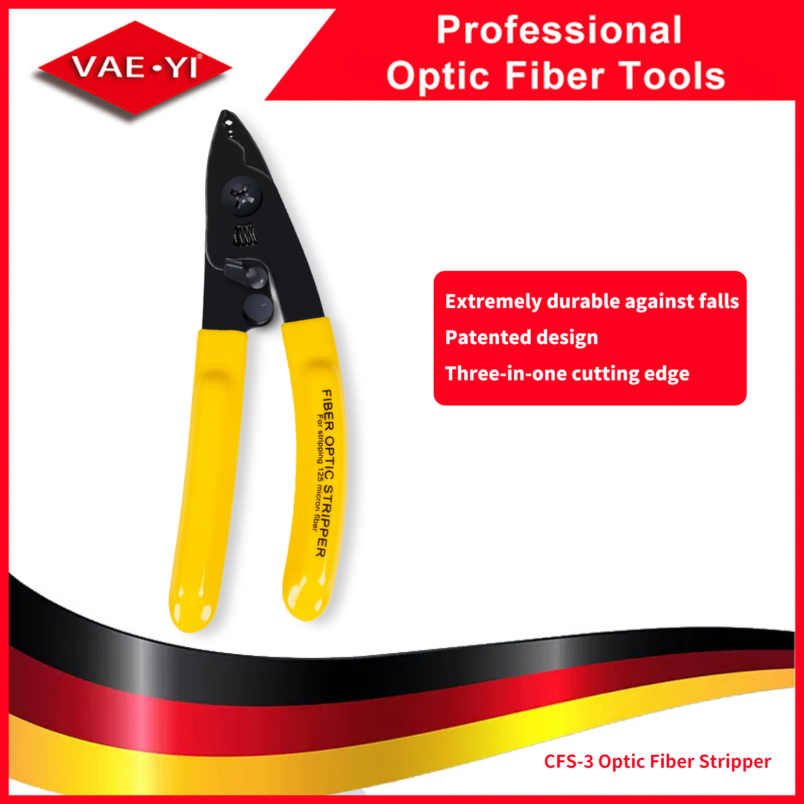 VAEYI พัดลมของขวัญ Fiber Stripper,Cable Stripper Optical Cable Stripper Wire Strippers เครื่องมือไฟเบอร์ออปติก CFS-3