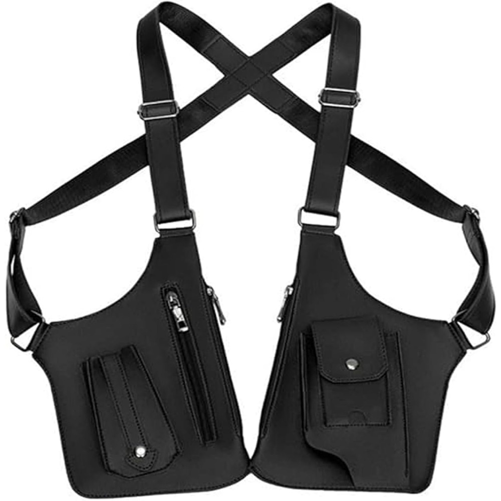 Bolso de hombro para hombre, correas de hombro con múltiples bolsillos, bolso táctico antirrobo para exteriores