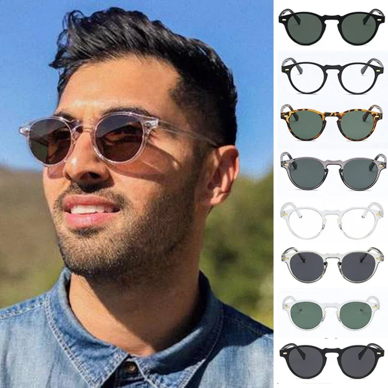2024 redondo olho de gato óculos de sol dos homens marca designer vintage condução óculos de sol moda retro masculino tons feminino oculos de sol