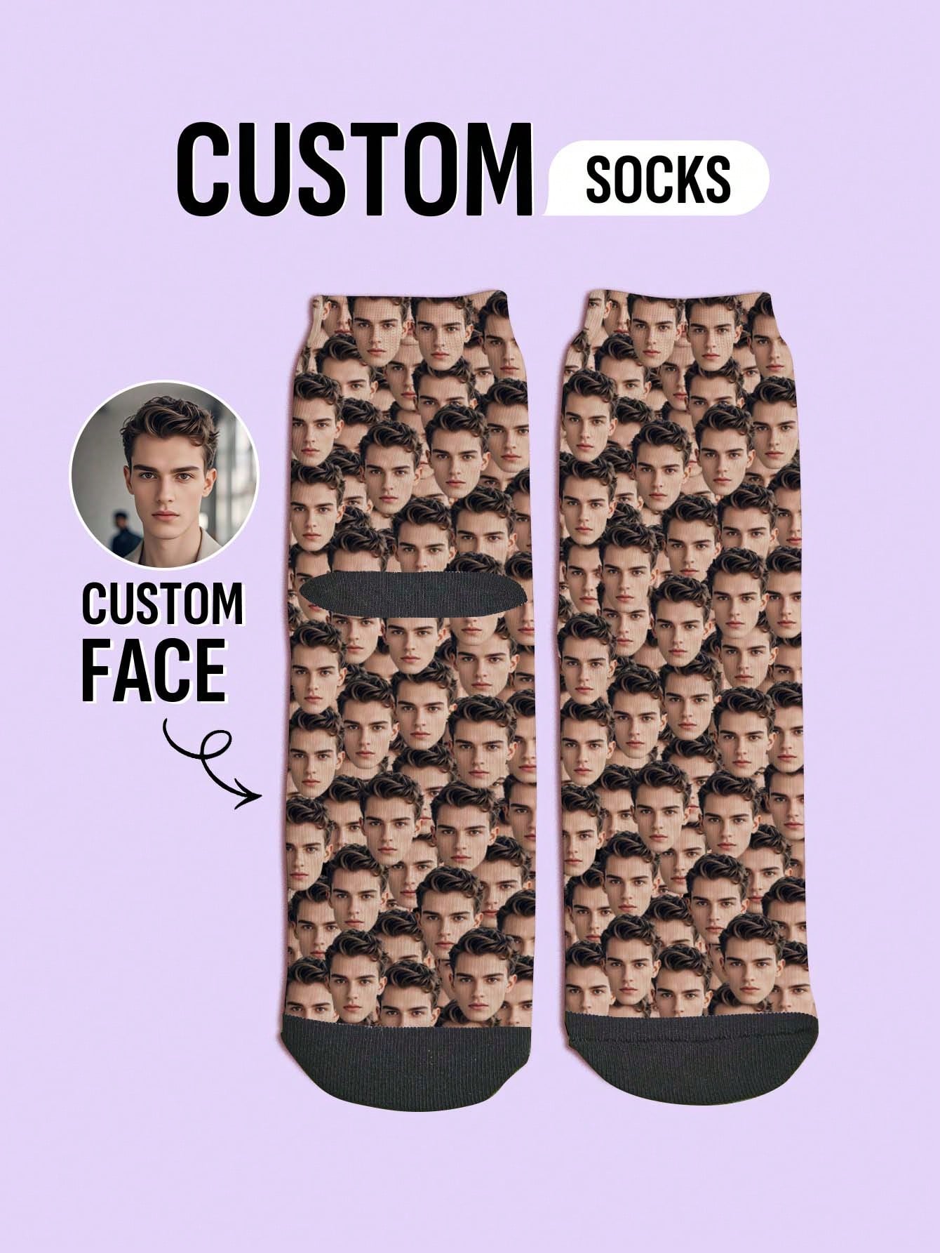 Chaussettes personnalisées avec Photo, cadeau amusant pour hommes, femmes, Couples, amis, chaussettes imprimées uniques