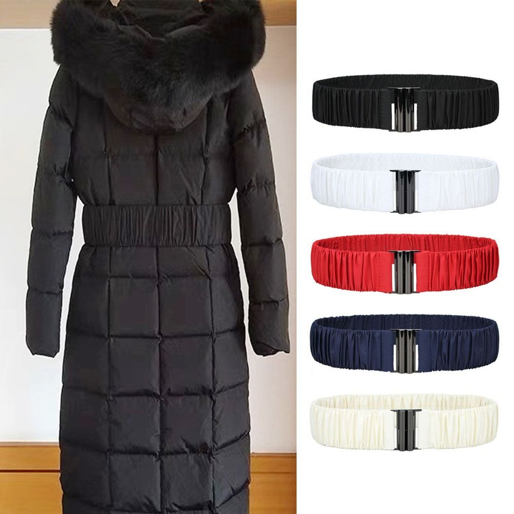 Cinturón elástico para mujer, hebilla de cintura elástica para abrigo acolchado, pretina, chaqueta, cinturón fino