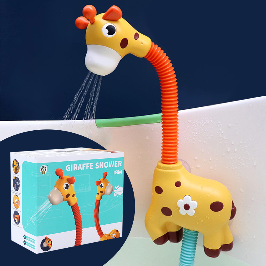 Hirsch-Sprinkler-Dusche, Giraffe, skalierbare, um 360 Grad drehbare Kinderdusche, Dusche und Wasserspielspielzeug