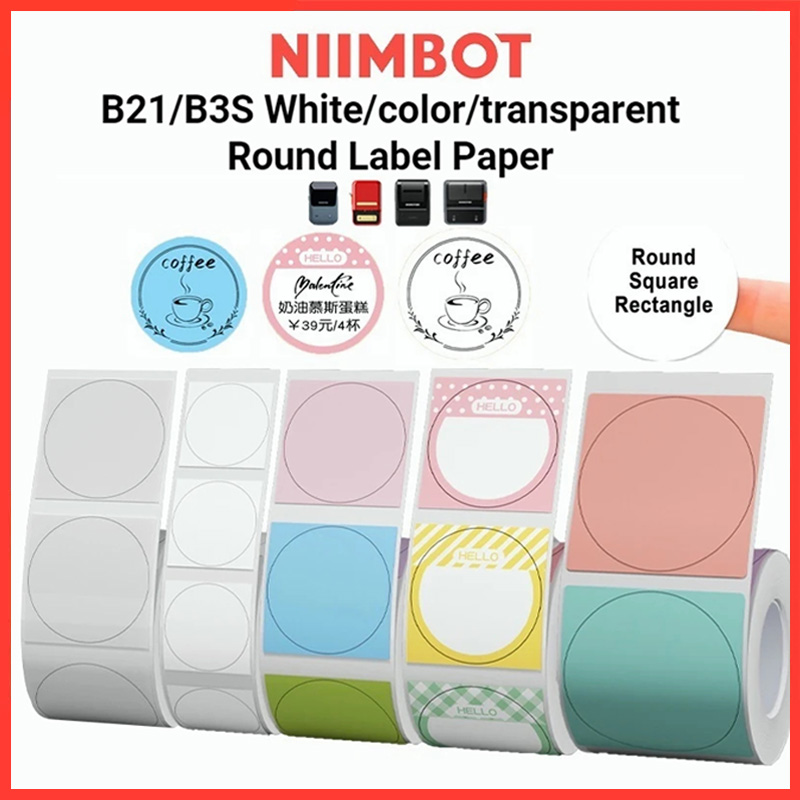 Niimbot okrągła mini drukarka przenośne naklejki termiczne na etykiety samoprzylepne wodoodporne dla B1/B21/B3S naklejka do tworzenia etykiet nowość