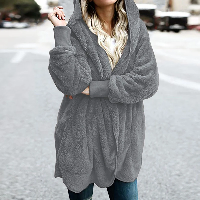 Wintermantel Frauen Pelz Strickjacke Jacke lange Seiten beide Seiten tragen Kunst pelz Mantel Teddy Mantel Damen Herbst Winter Thermo mäntel
